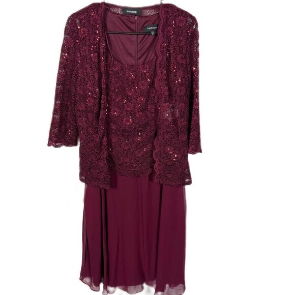 R&M Richards Short Mother of Bride Dress 2 piece sequin lace. Size 10 - Picture 2 of 10